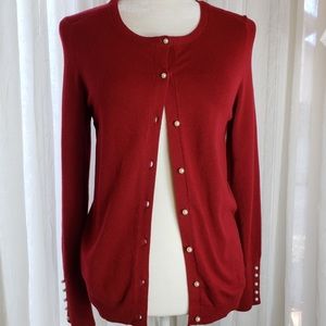Zara Knit Cardigan with Faux Pearl Button Burgundy